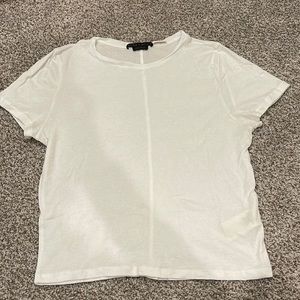 Alice + Olivia Cindy Classic Cropped Tee, Size L, White